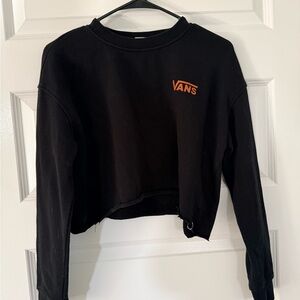 Vans Women's Black and Orange Cropped Hoodie